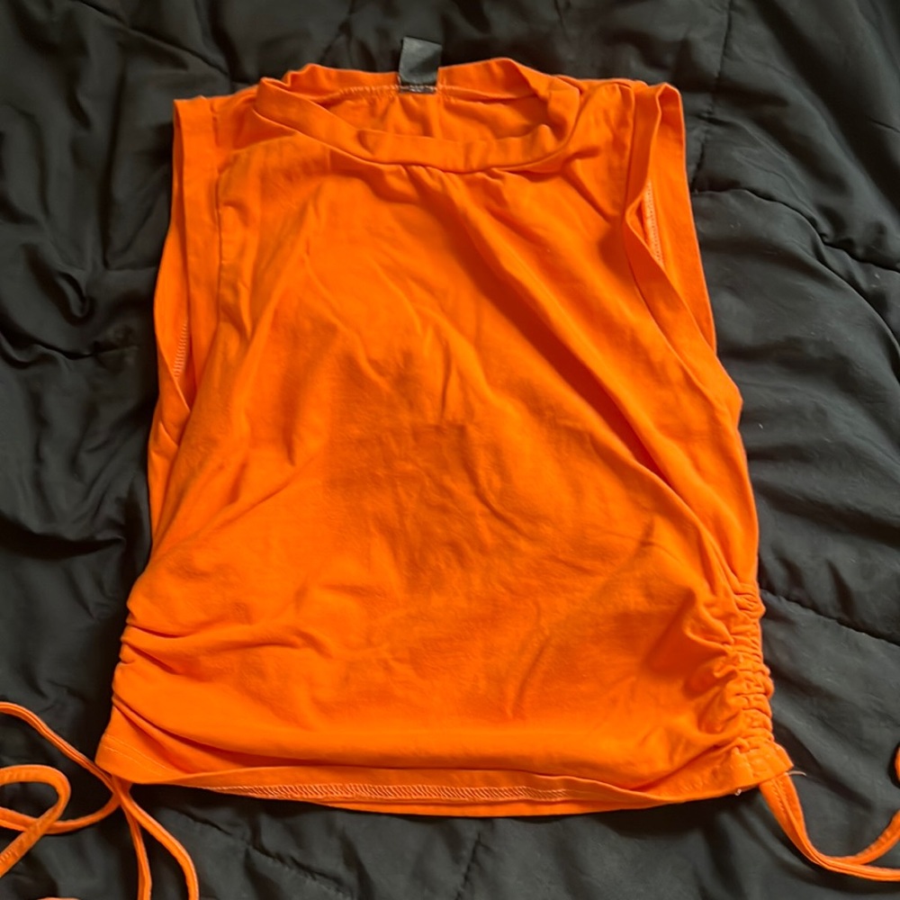 Orange Tie Tank Crop Top